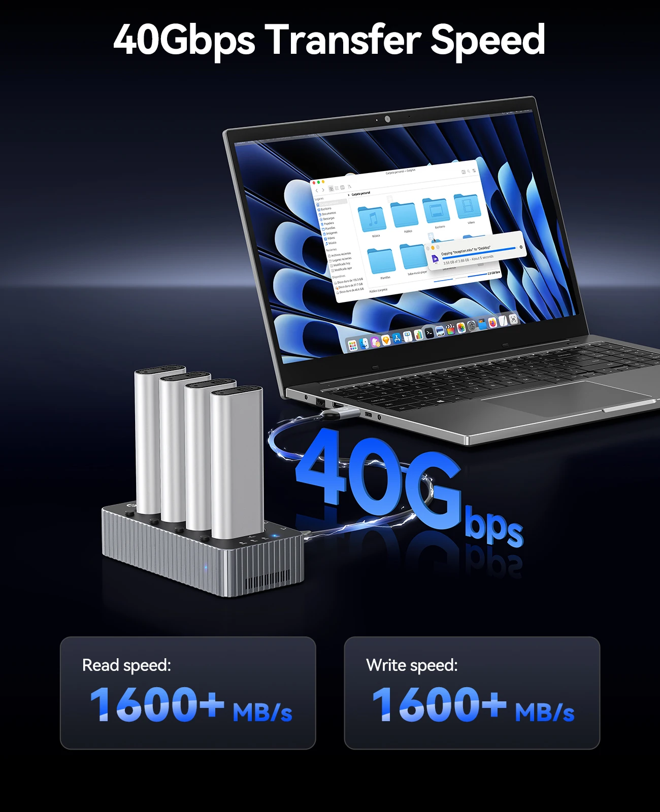 ORICO USB4 Stasiun Docking Duplikator SSD Internal 40Gbps M.2 NVMe SSD Clone Docking Station 2/4 Bay Offline Clone SSD Enclosure