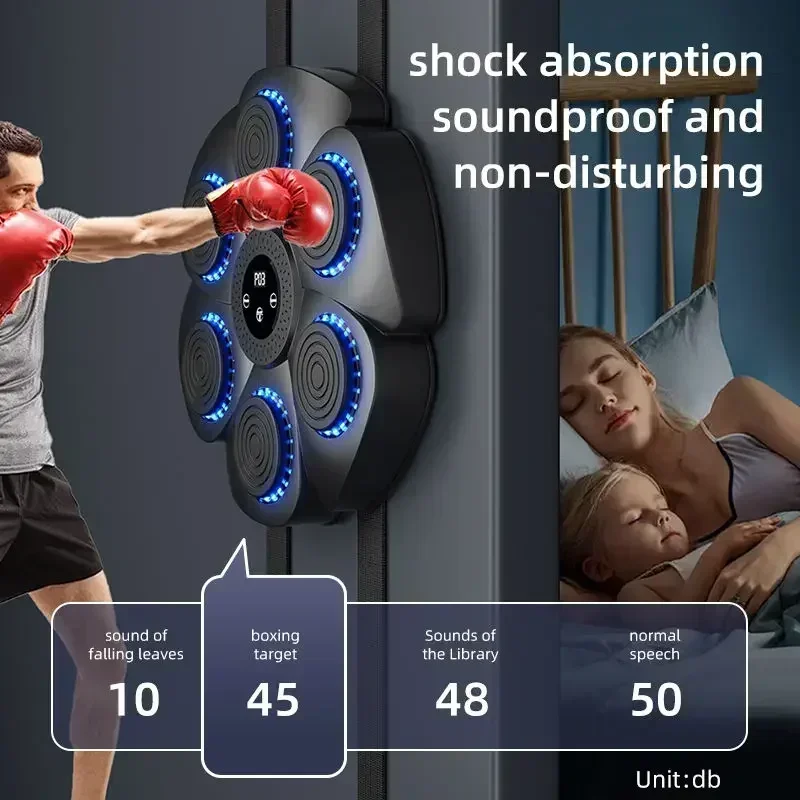 Music Boxing Machine Smart Bluetooth Adult/Children Sports Fitness Boxing Wall Target Muay Thai Reaction Trainer Children\'s Gift