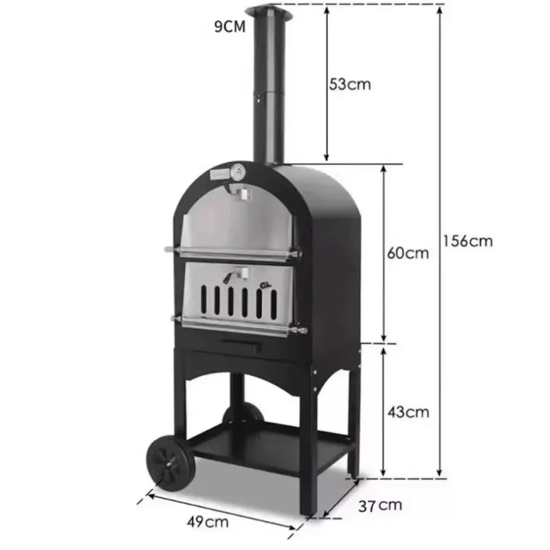 CHKJ 12 Inch Outdoor Charcoal and Firewood Pizza Oven Multifunctional Oven for Backyard Patio Garden Cooking Built-in Thermomete
