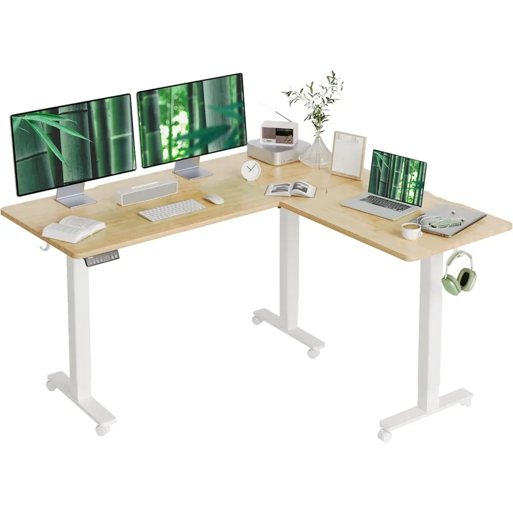 

L Shaped Standing Desk Adjustable Height,Dual Motor Electric Corner Standing Desk,63x55 inch Sit Stand up Desk with Splice Board