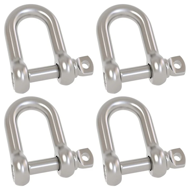 NEW-4 Pcs 5/16 Inch 8Mm Screw Pin Anchor Shackle 304 Stainless Steel D Ring Shackle For Wirerope Lifting, Ship Anchor