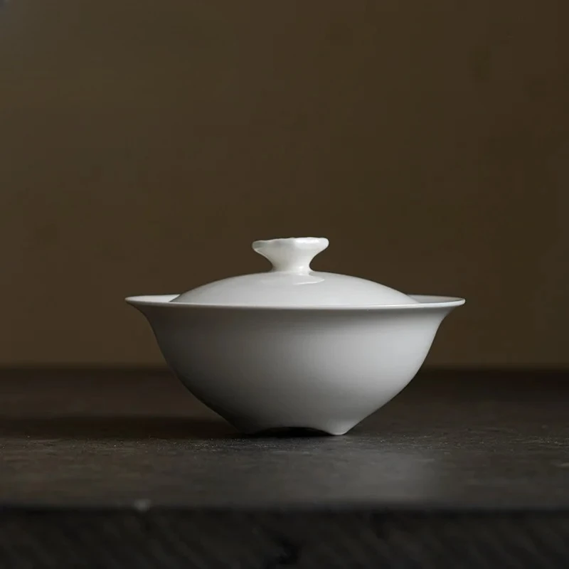 Japanese Style Plant Ash Handmade Cover Bowl Household Kung Fu Set  Ancient Tea Tureen Tea Maker Gaiwan for Tea Decoration 125ml