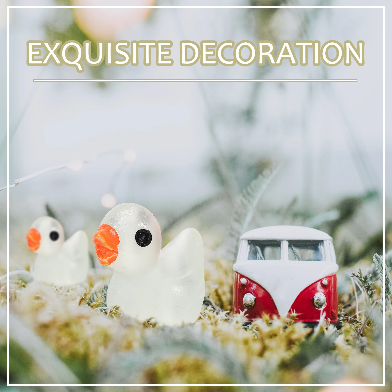 

100 Pcs Luminous Duck Ornaments Mini Figures Decorations Resin Animal Miniature Toys Figurines Tiny
