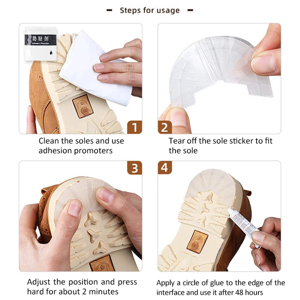 2Pcs Wear-resistant Outsole Insoles for Shoes Repair Anti-Slip SelfAdhesive Sole Protector Sticker Sneaker Heel Rubber Shoe Pads