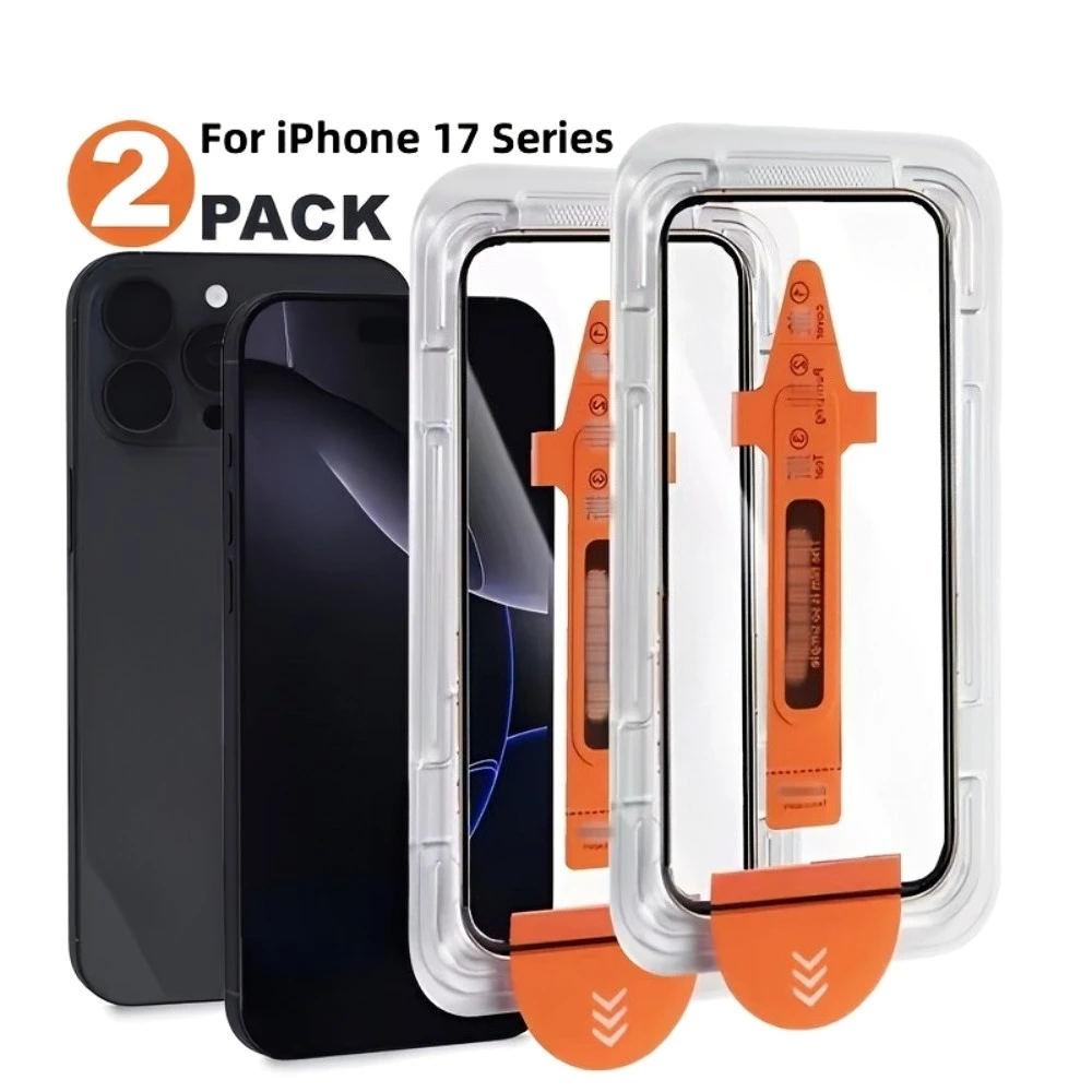 2er-Pack Ultra-Klare Displayschutzfolie für iPhone 17 16 15 14 Pro Max Air 16 15 Plus 13 12 11 Pro Mini – Ein-Klick-Installation Glas