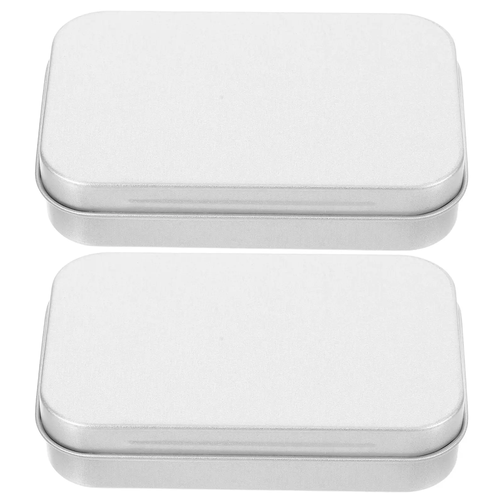 

2 Pcs Tinplate Candy Box Metal Container Storage Bin Mini Boxes with Lids Small