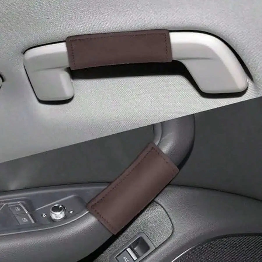 2PCS Car Grab Handle Cover, Car Handle Protector, Anti-Scratch Auto Inner Front Rear Door Pull Cover, Auto Accessories Leather