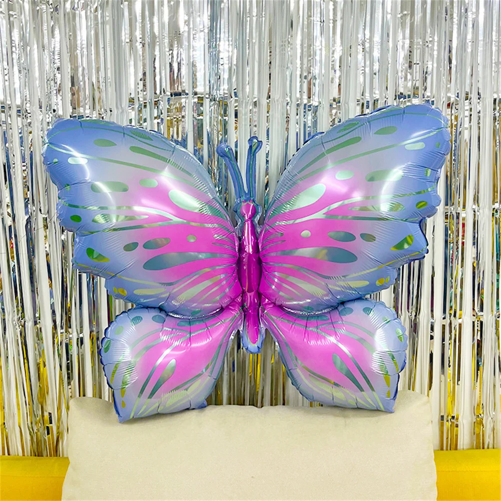 New Ice Purple Ice Blue Butterfly Aluminum Film Balloon Purple Butterfly Shape Aluminum Foil Balloon Baby Birthday Decoration