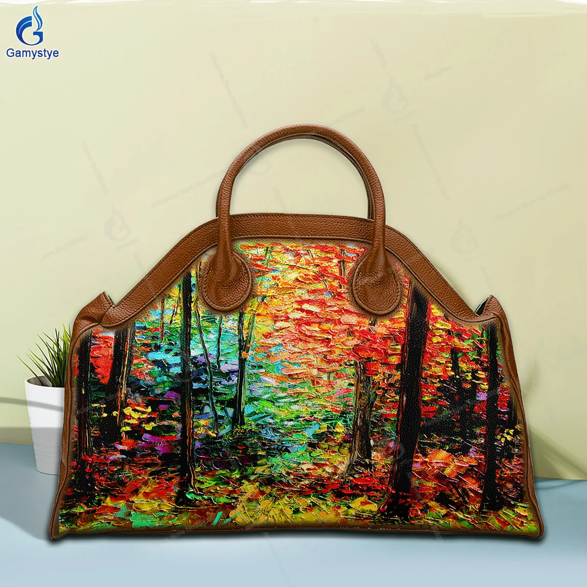 Shoulder Bags Sac De Luxe Femme Luxury Fallen leaves in the forest Bags Women Hand Drawing Art Graffiti Handbags Genuine Leather