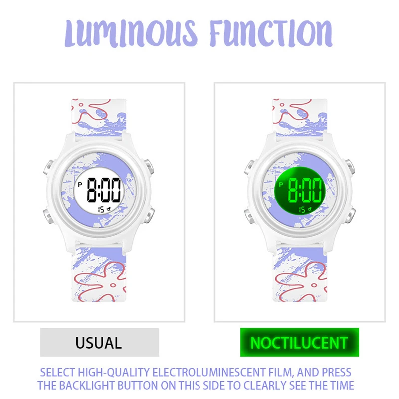 YIKAZE Cute Kids Watches Luminous Waterproof Alarm Clock Smart Children Watches Boys and Girls Student Electronic Watch Gift