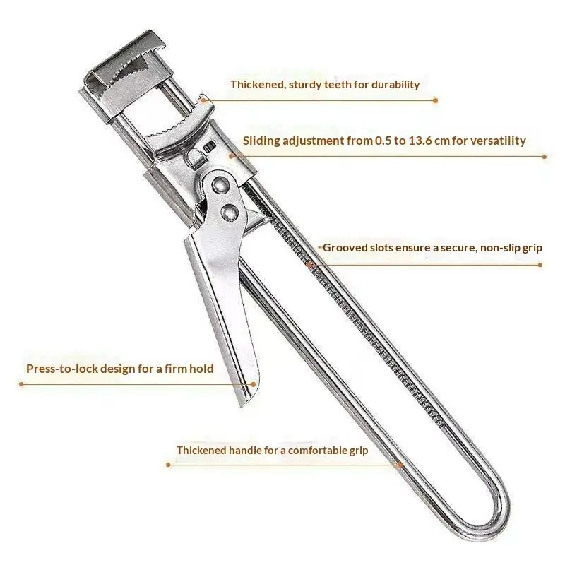 Adjustable Stainless Steel Jar Opener Non-Slip Labor Saving Kitchen Tool for All Size Cans Jars Home Kitchen Use