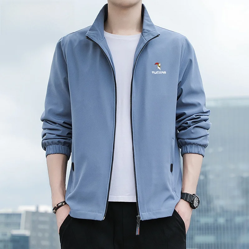 

TUCANO Woodpeer Stand Collar Jaet Men's Loose Long Sve Casual Outerwear Autumn 2025 New Sle Youth Faion Polyester ...