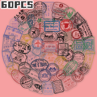 60pcs retro postmark themed transparent stickers non-repeating delicate decoration for holiday gift party decors home decor