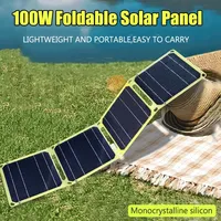 Outdoor 100W Portable Solar Panel 5V 9V 12V Foldable Solar Cell Phone Charger PD+USB For Camping Travel Fishing Power Station