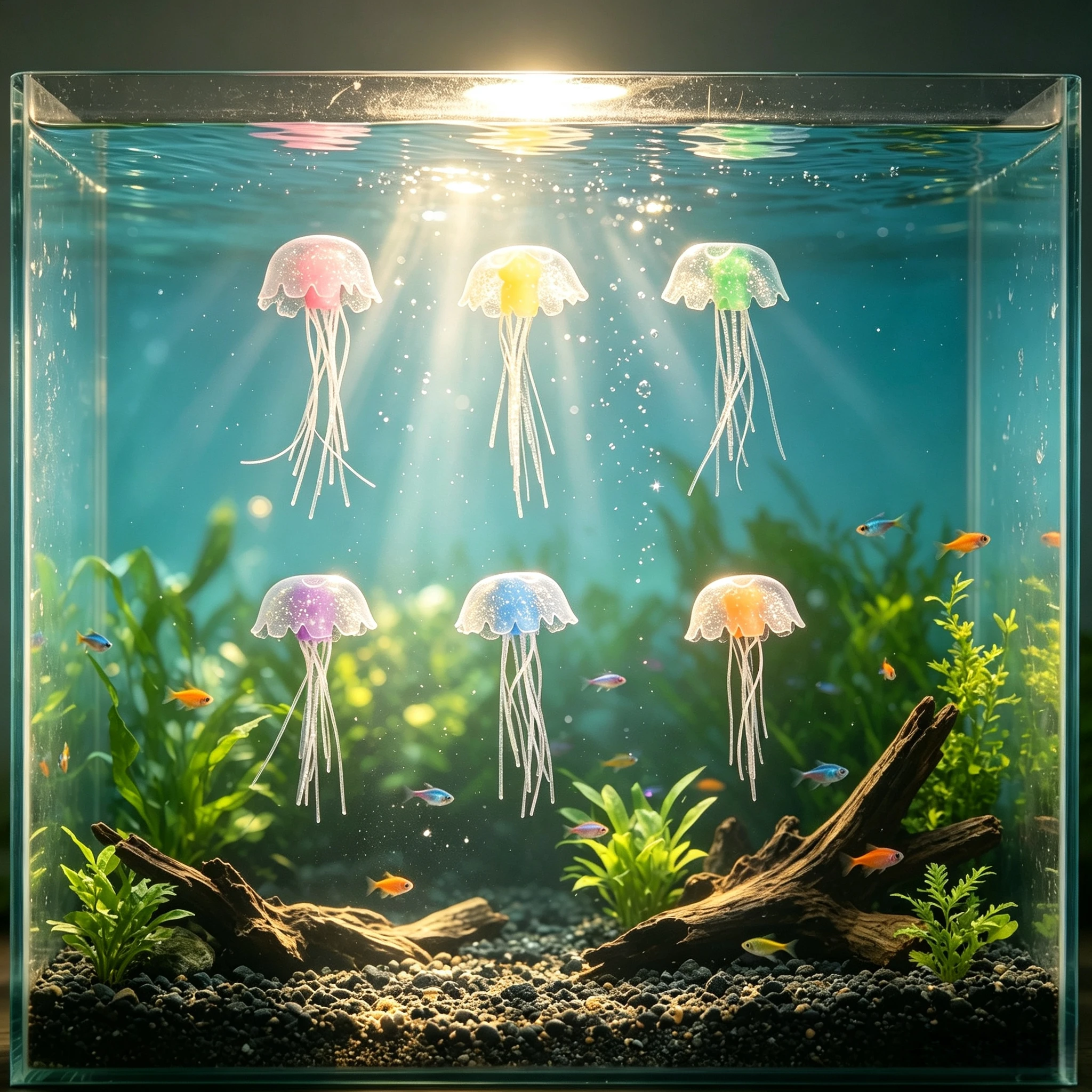 Simulated Jellyfish Aquarium Ornament, Mini Fish Tank Silicone Floating Aquascape Decoration, Eco-Tank Decorative Scenery Prop