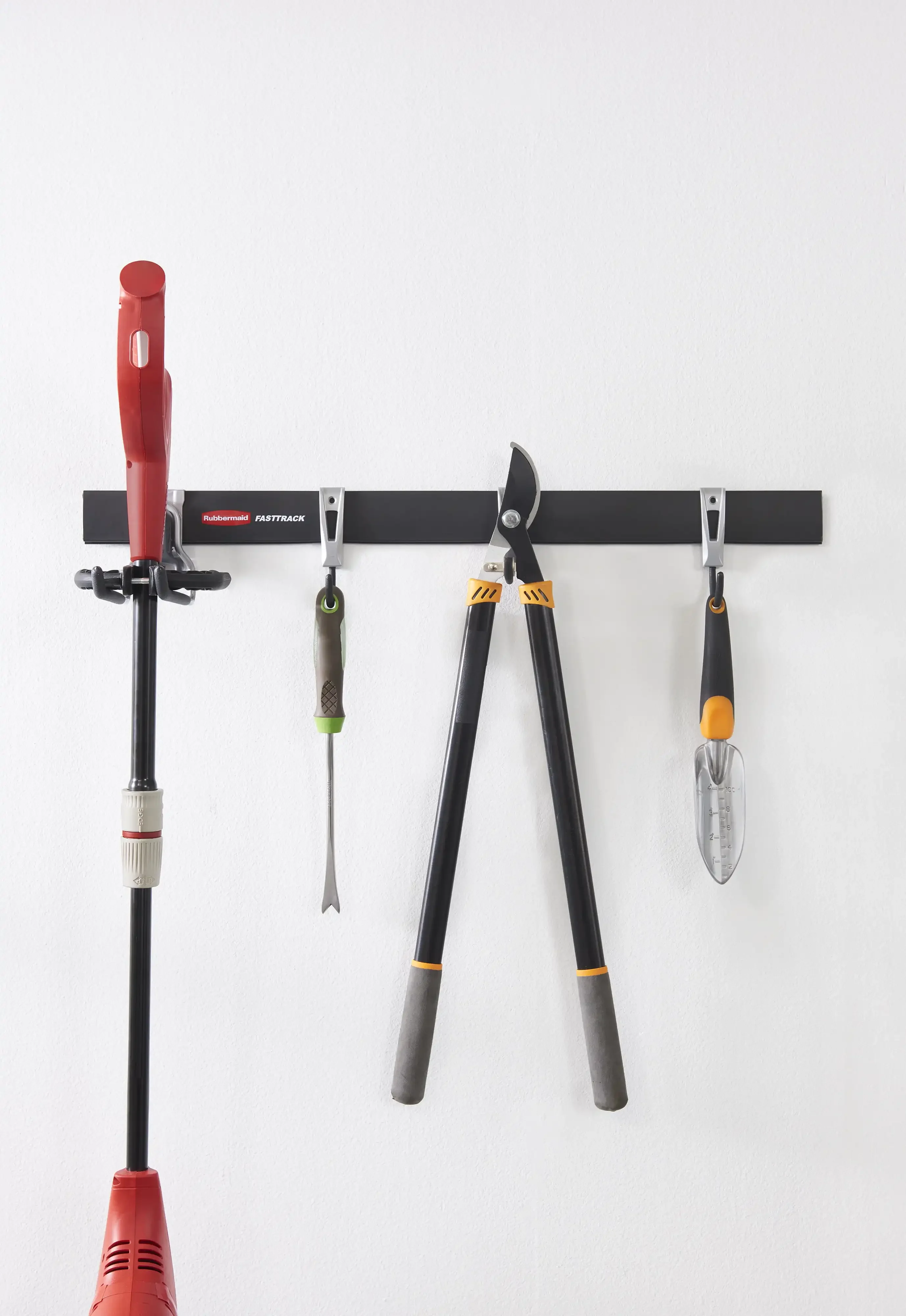 

Fast Track Garage Storage All in One Rail Hook Wall Hanging Kit 5 Piece Long Lasting Durability Easy Installation