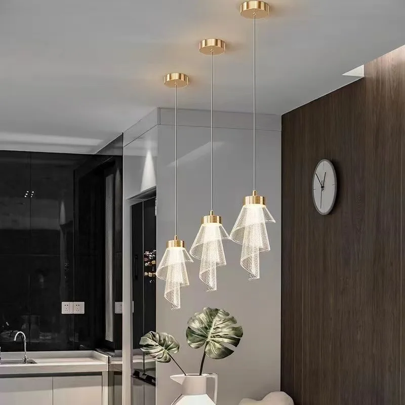 Nordic Acrylic Flower Pendant Lights Minimalist Bedroom Beside Hanging Lamps Hallway Staircase Long Cord Chandelier Led Lighting