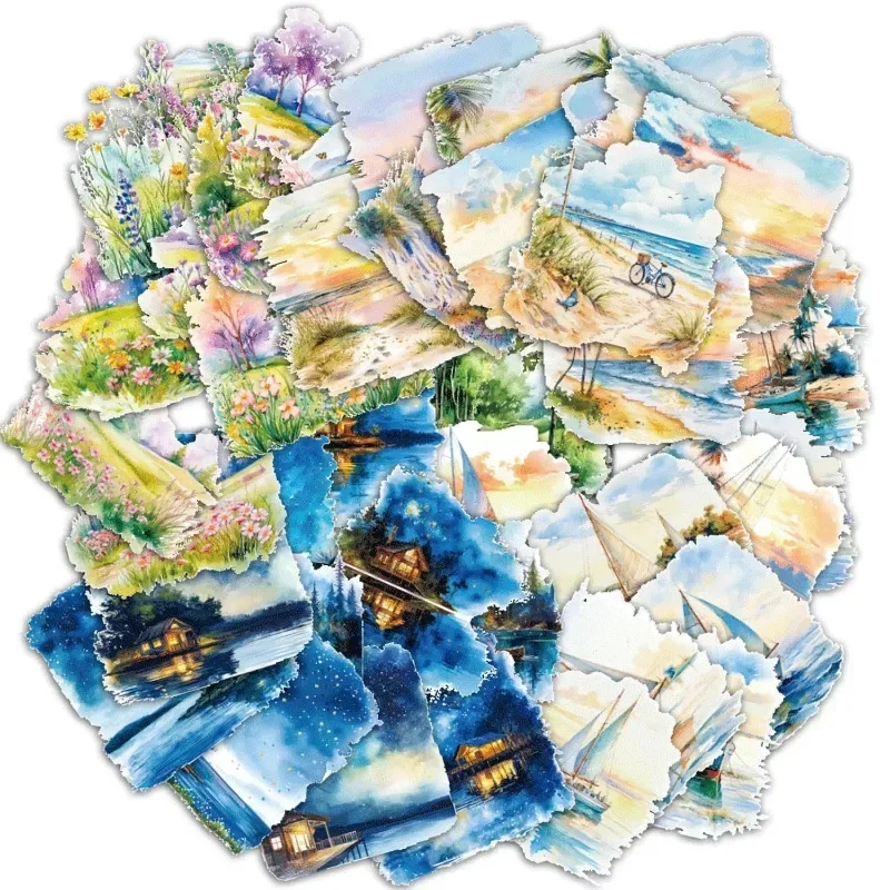 20Pcs Collage Daily Travel Scenery Series Light Retro pack PET Sticker Paper Handbook Stationery Background Scrapbook 120*98mm