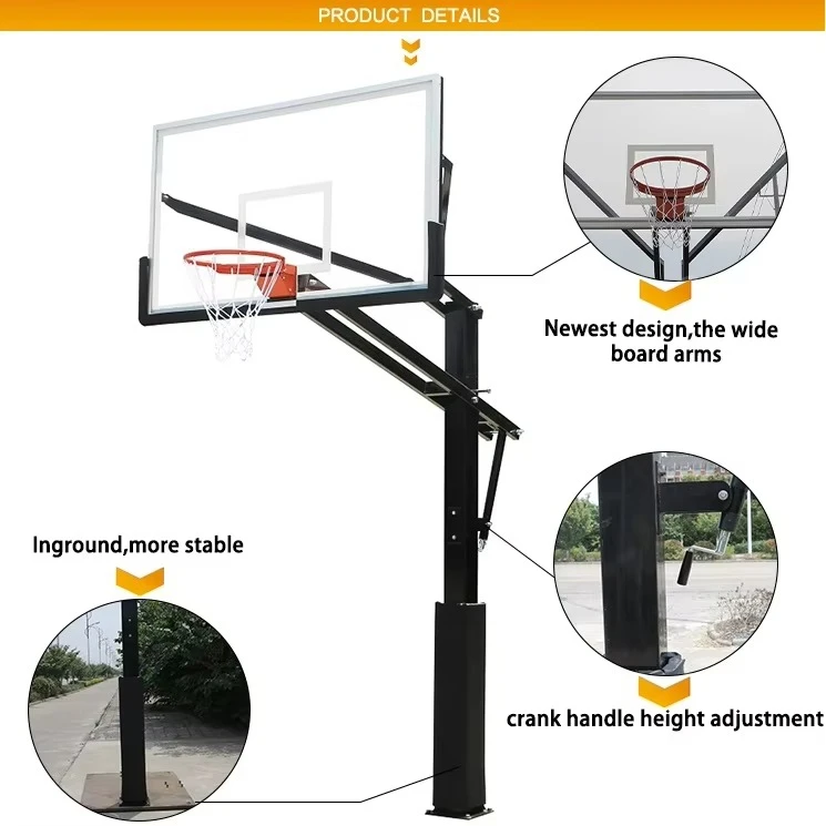 Low Price High Quality Basketball Goal Height Adjusted Backboard Stand Basketball Court Black Red or Customized 150-3050mm