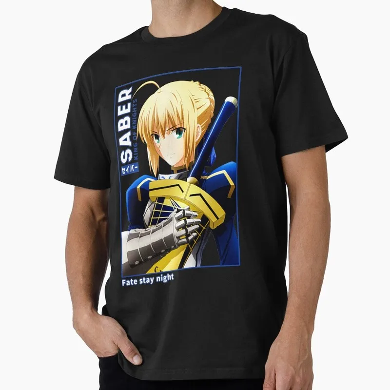 Saber - Fate Stay Night Anime Graphic T-Shirt Japanese Manga Vintage Print Unisex Short Sleeve Casual Streetwear Tee