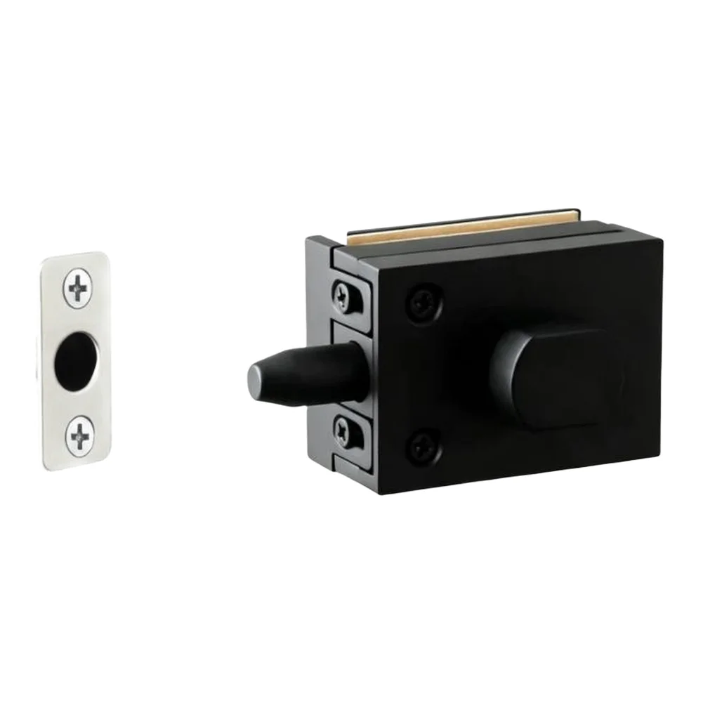 1Pc Zinc Alloy No Drill Glass Door Latch For Frameless Single Office Home Floor Lock Mechanism Black Silver