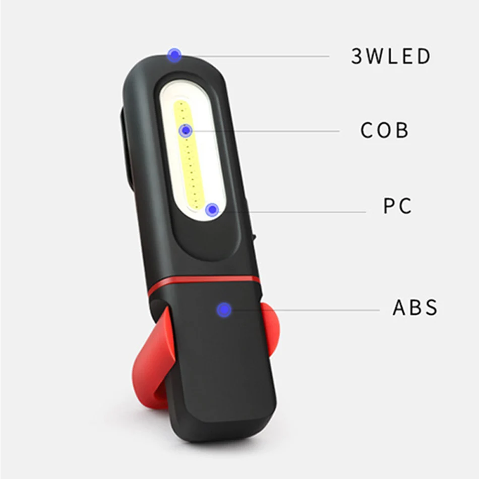 COB LED Work Light USB Rechargeable Flashlight Hanging Hook Magnetic Work Light Emergency Inspection Torch Lamp for Garage