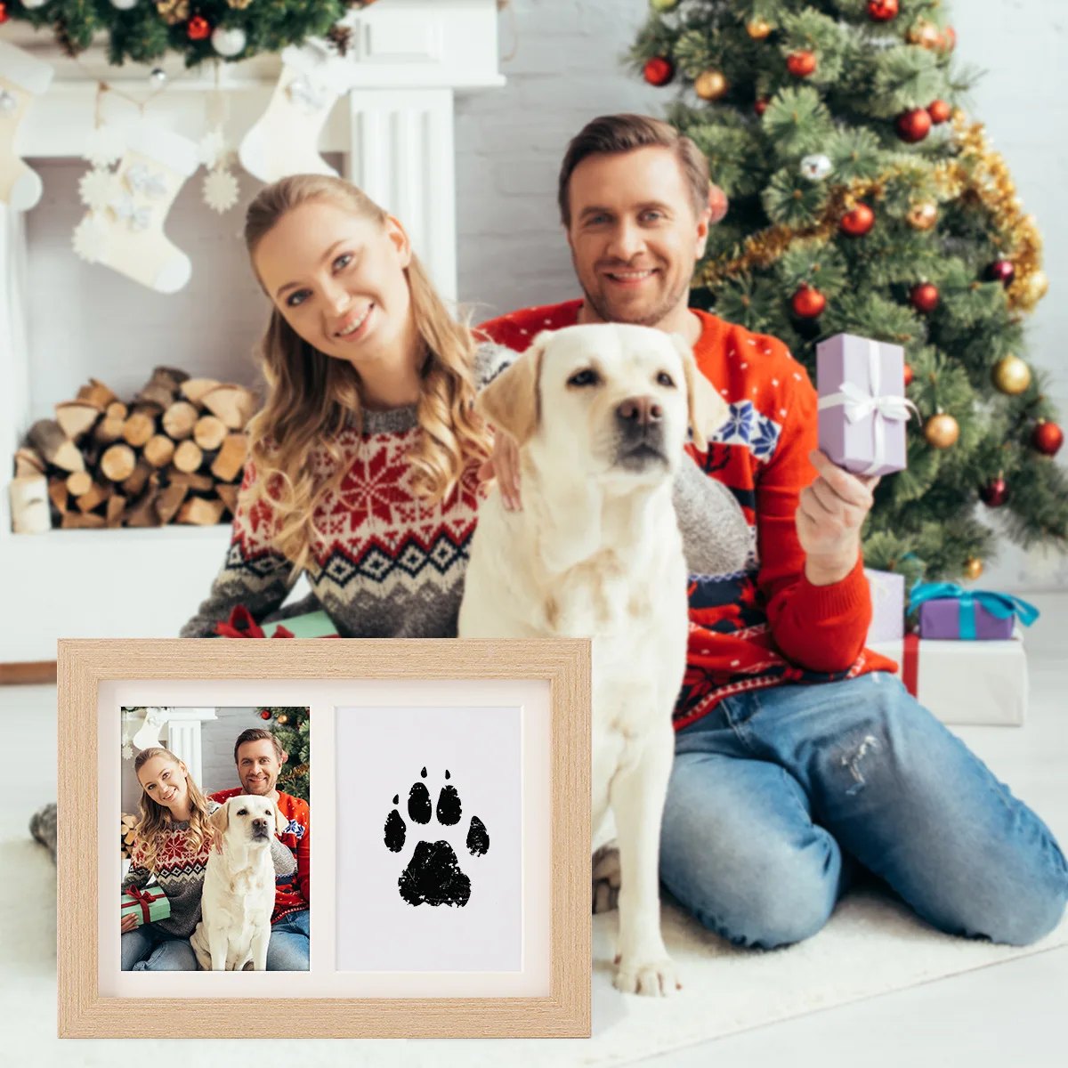 Pet Memorial Photo Frame Display Stand, Dog and Cat Footprint and Paw Print DIY Gift, No-Clean Printing Table, Handprint Frame