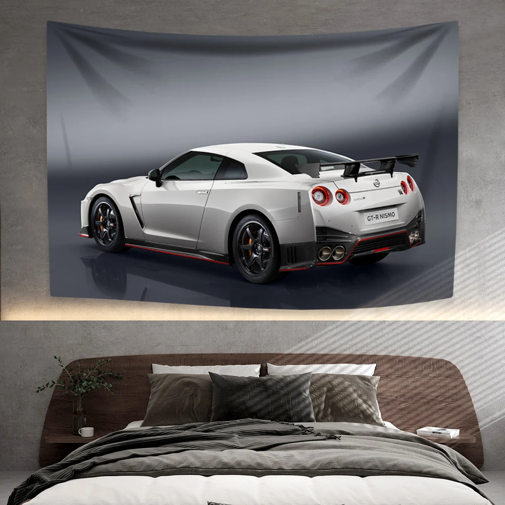 Racing Car Tapestry GTR Cool Home Decor Aesthetics Large Fabric Wall Hanging Background Cloth Bedroom Dorm Decoration