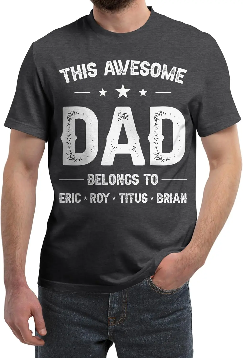 

FLOCHIL Personalized Dad Shirt for Men, Custom Dad Shirt with Kids Names, Customized Fathers Day T Shirt, Gifts for Dad