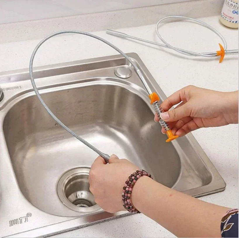 60cm Bendable Drain Clog Dredge Tools Water Sink Cleaning Hook Sewer Dredging Spring Pipe Hair Remover Bathroom Hair Cleaner