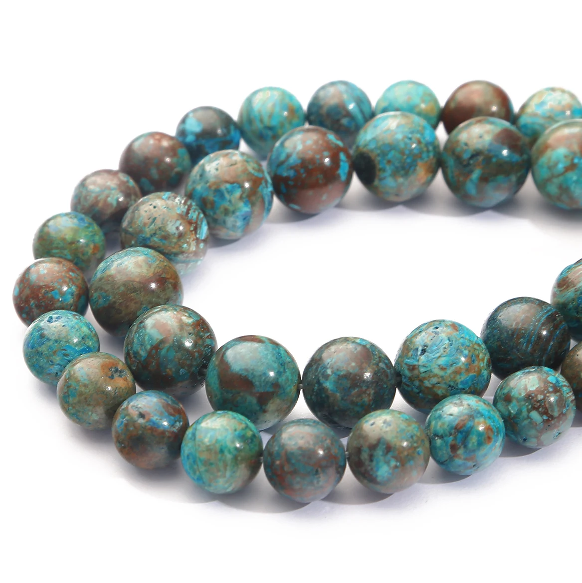 Naturstein, blaues Serpentinenmuster, Streifen, Achate, rund, lose Abstandsperlen für die Schmuckherstellung, DIY-Armband, Halskette, Zubehör – Detail 1