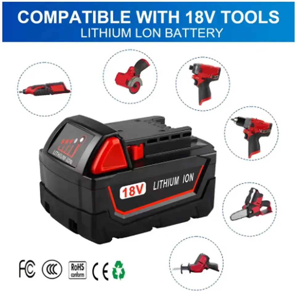 Voor Milwaukee M18 Batterij 18V 6.0Ah 9.0Ah Vervangende Lithium Batterij voor Milwaukee M18 48-11-1815 48-11-1850 2604-22 Batterij