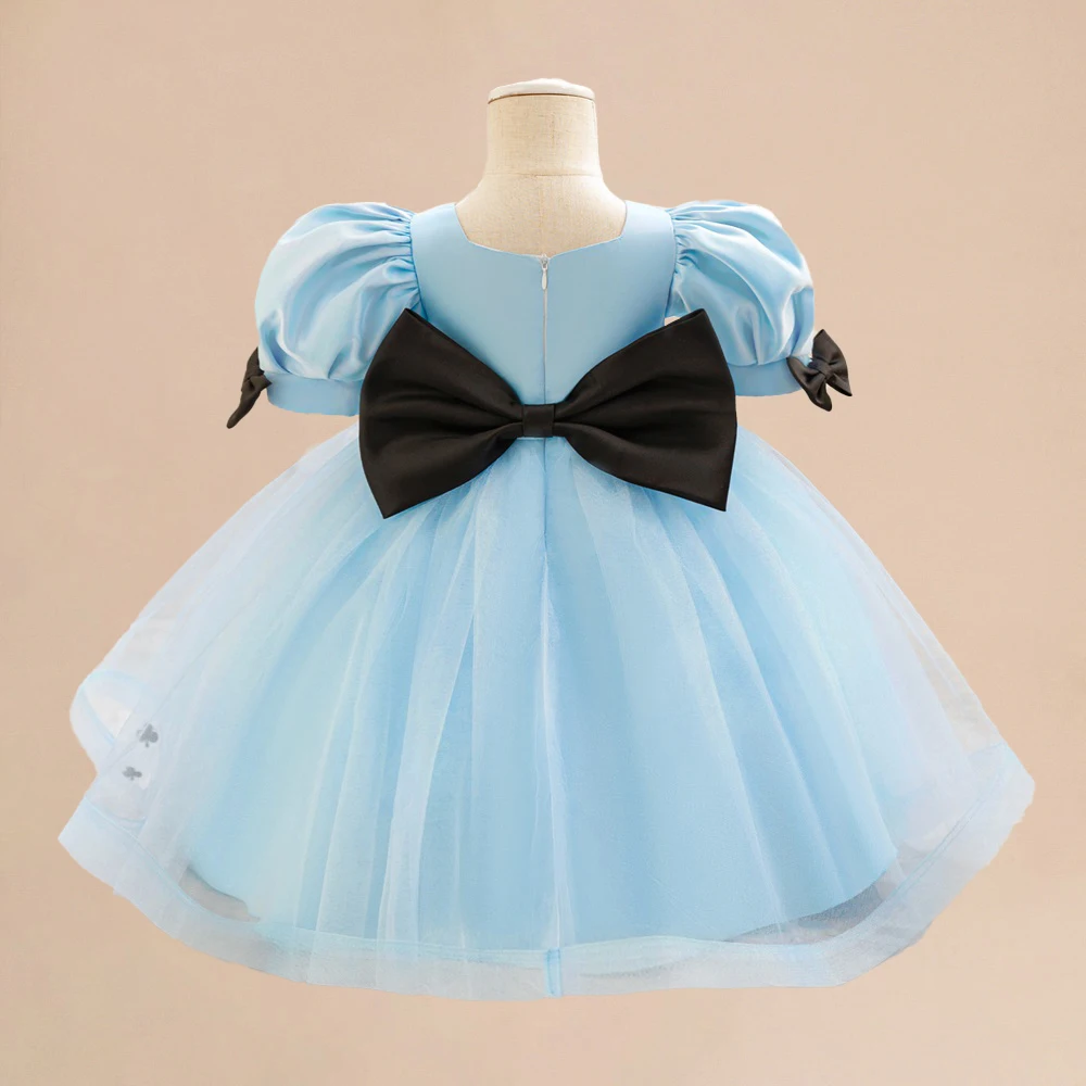 Halloween Maid Blue Baby Girls Dress Newborn Infant 1st Birthday Christening Clothes Princess Ruffles Bow Weddings Party Gown