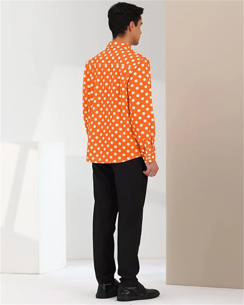 2023 10 warna Polka Dot lengan panjang kemeja ramping 3D dicetak kerah kancing atas kemeja lengan panjang baju desain desainer S-6XL