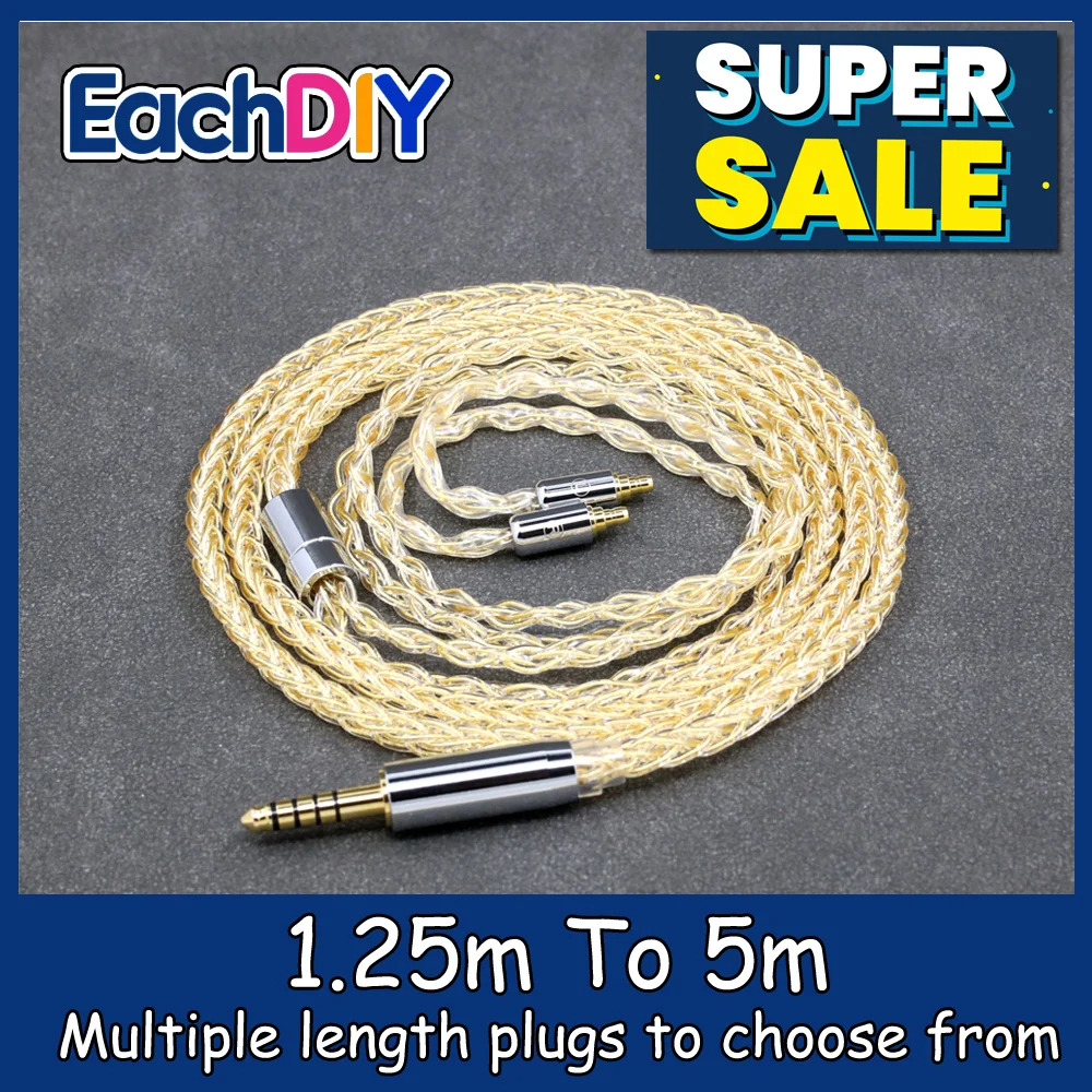 

8 Core 99% 7n Pure Silver 24k Gold Plated Earphone Cable For Sennheiser IE100 IE400 IE500 Pro LN008813