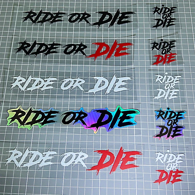 

2PCS RIDE OR DIE Waterproof Vinyl Stickers Self Adhesive Decal For Motorcycle Helmet Bicycle Frame DIY Decor