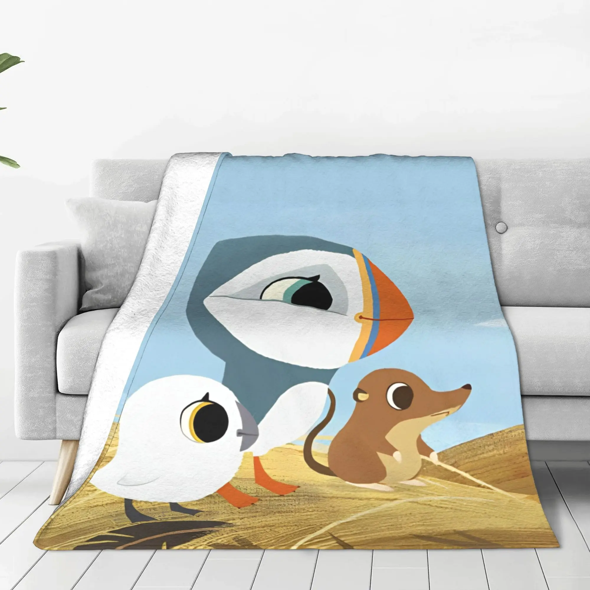 Puffin Rock Cartoon   Flannel Blanket  Awesome Throw Blanket for Bed Sofa Couch 200x150cm Rug Piece