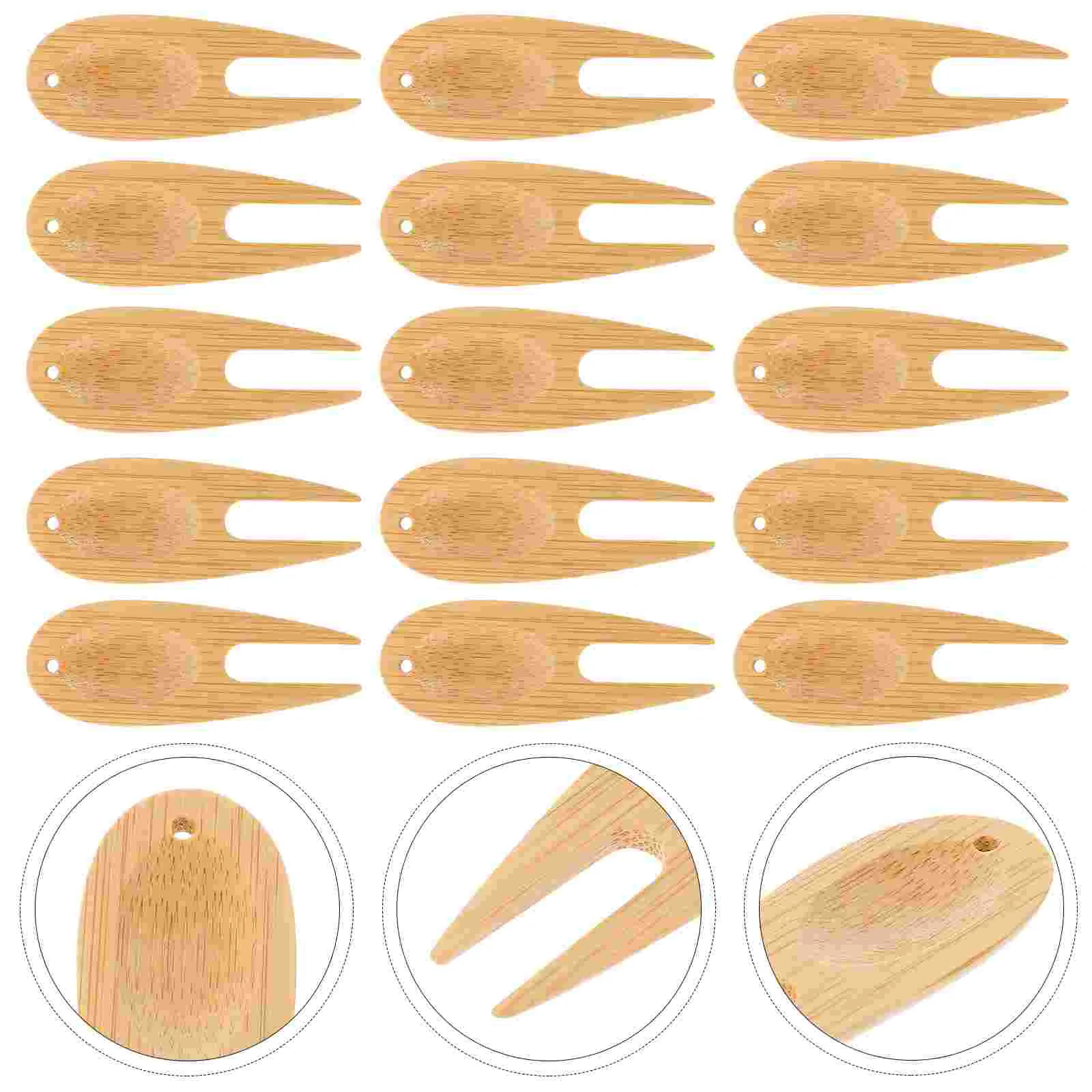 15 Pcs Product Green Bamboo Fork Man Door Knob Mini Forks Divot Tool Golf Golfs Accessories