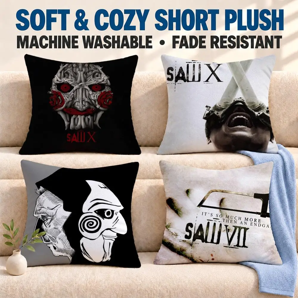 movie Saw Cushion Cover Soft Washable Pillowcase Cushion Cover for Sofa Bed Car Travel Office Home Decor