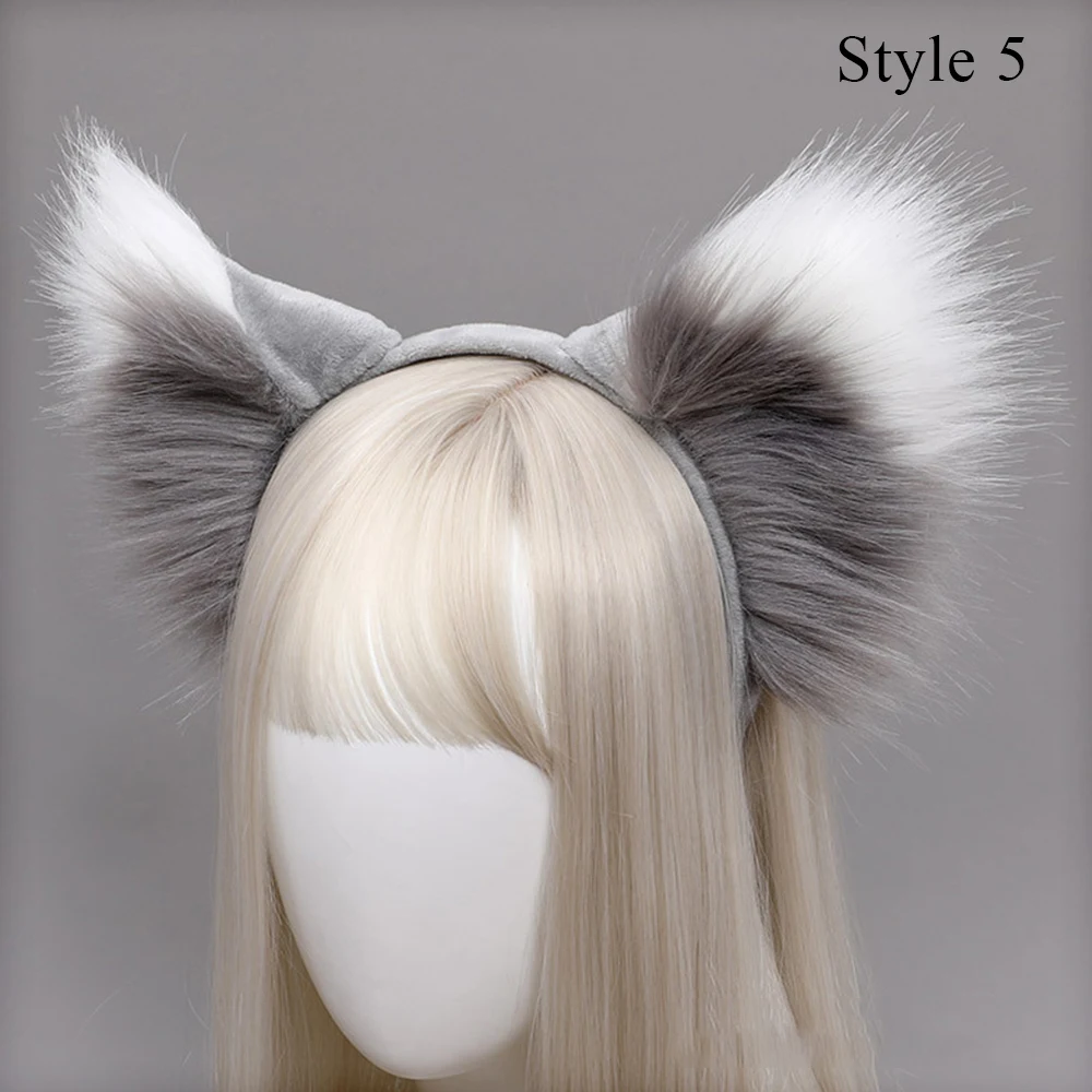

Fluffy Animal Fox Ear Headband Hair Hoop Lolita Anime Furry Faux Fur Hairbands Plush Wolf Cat Ears Head Hoop Headwear Fashion