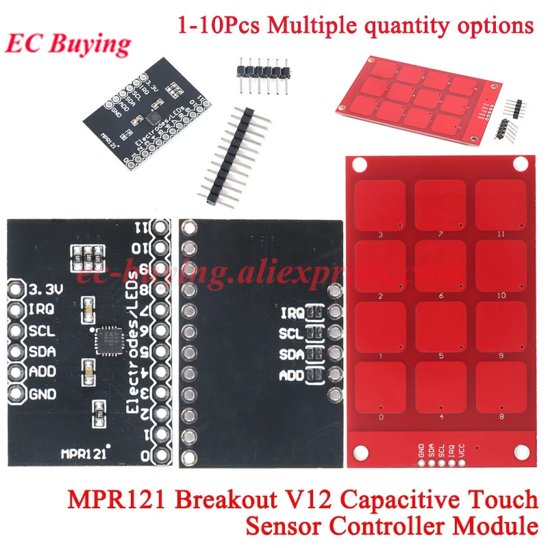 10Pcs/1pc MPR121 Breakout V12 Capacitive Touch Sensor Controller Module I2C IIC Interface Keyboard Development Board for Arduino
