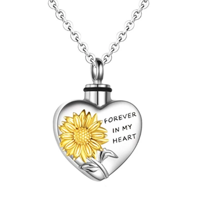 Elegant Pet Locket Necklace for Women Man Heart Sunflowers Locket for Ashes/Hair Drop Shipping