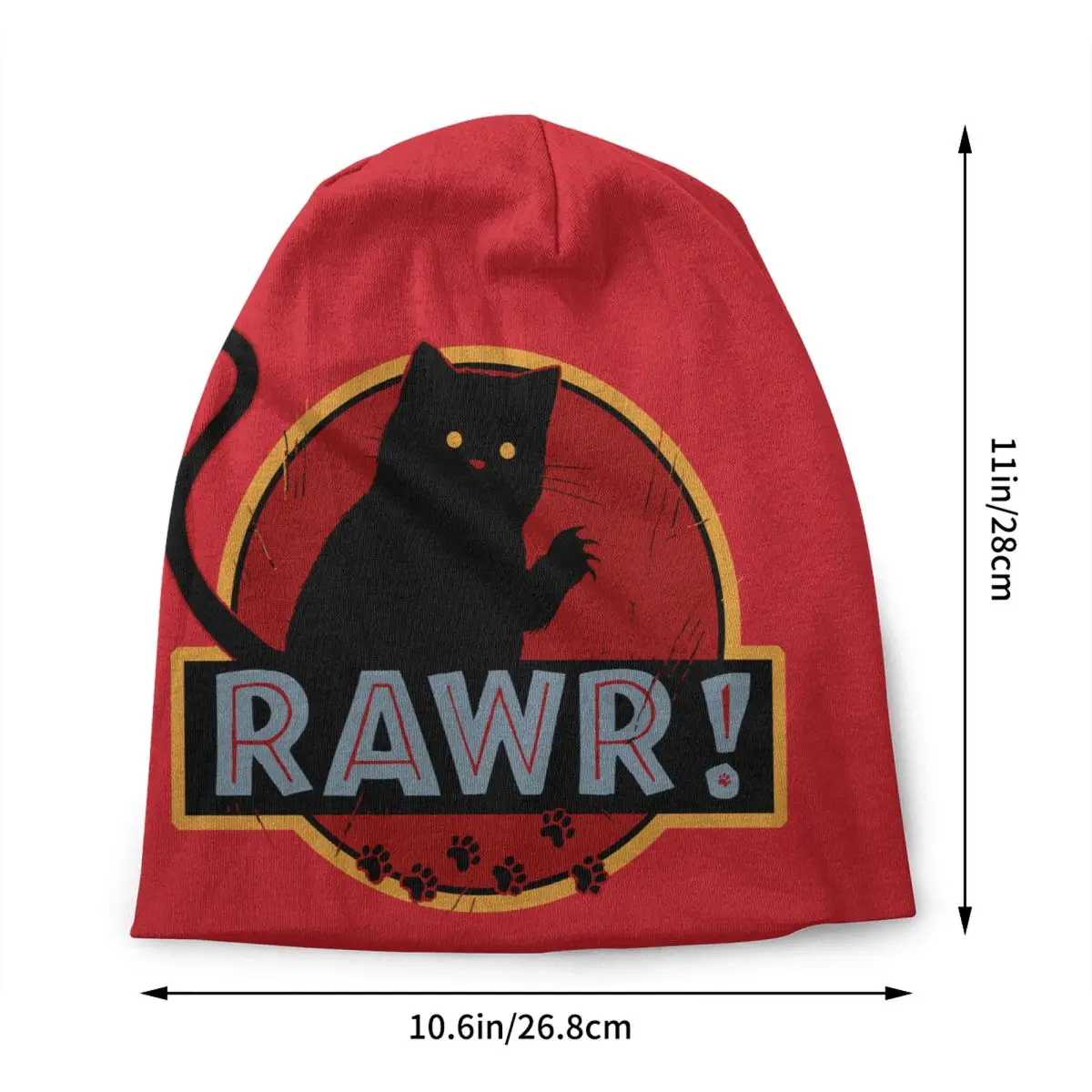 Vintage Rawr Cat Bonnet Hat Knit Hats Men Women Fashion Unisex Black Dangerous Cat Winter Warm Skullies Beanies Caps