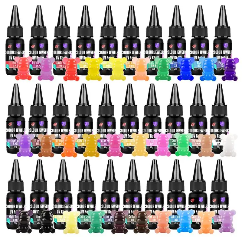 Klej żywiczny UV 20g Klej epoksydowy Twardy utwardzany ultrafioletem Klej UV DIY Kolorowa żywica do tworzenia biżuterii Szybkoschnący klej przezroczysty