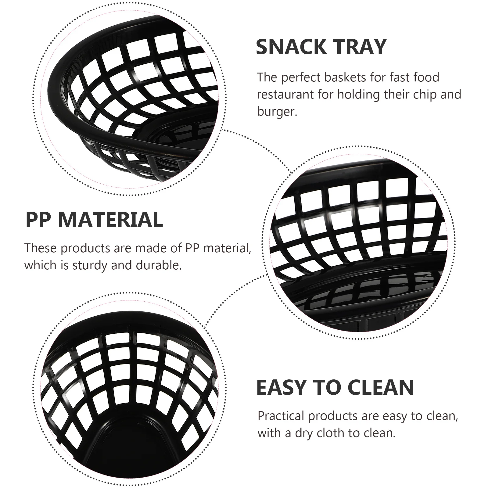 4개 플라스틱 간식 바구니 타원형 과일 트레이 일상용 기능성 보관 프렌치 프라이 빵 간식 장식용 테이블