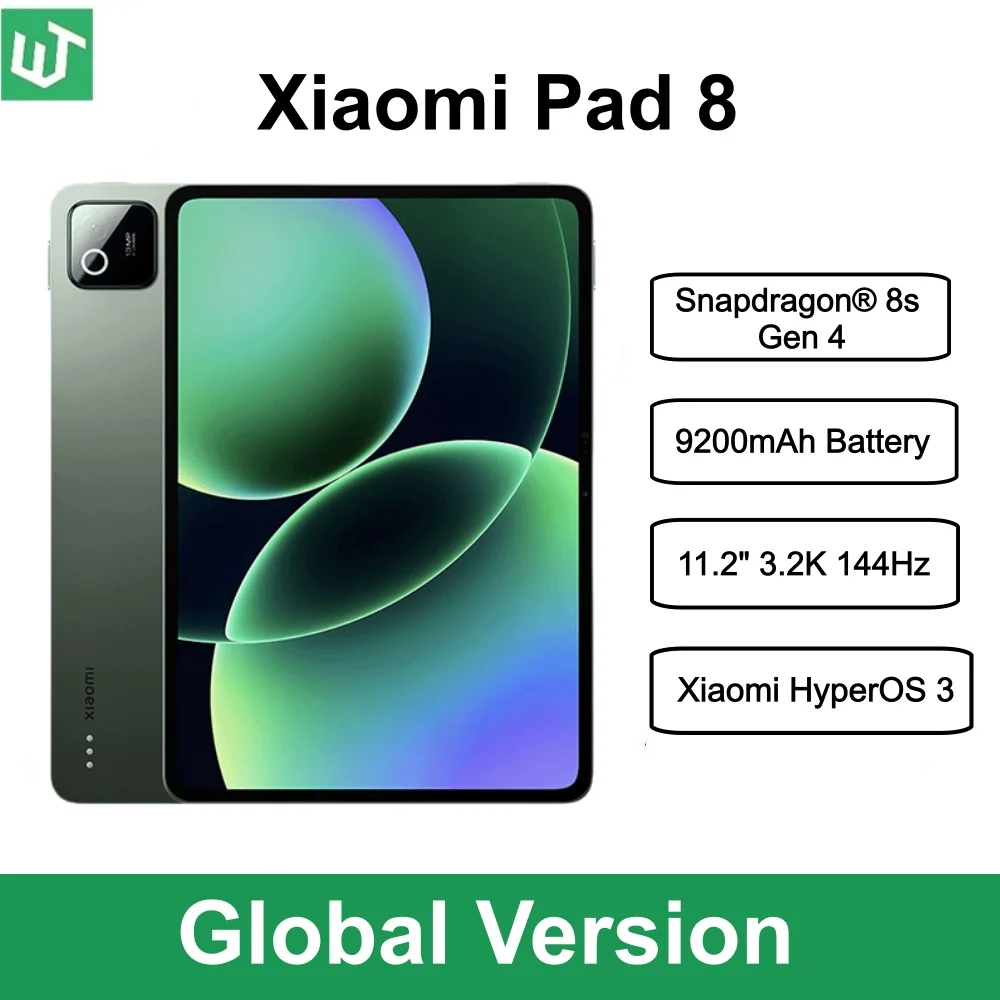 Global Version Xiaomi Pad 8 Tablet 11.2-inch 144Hz 3.2K Display Snapdragon 8s Gen 4 9200mAh Battery 45W Turbo Charging Mi Pad 8