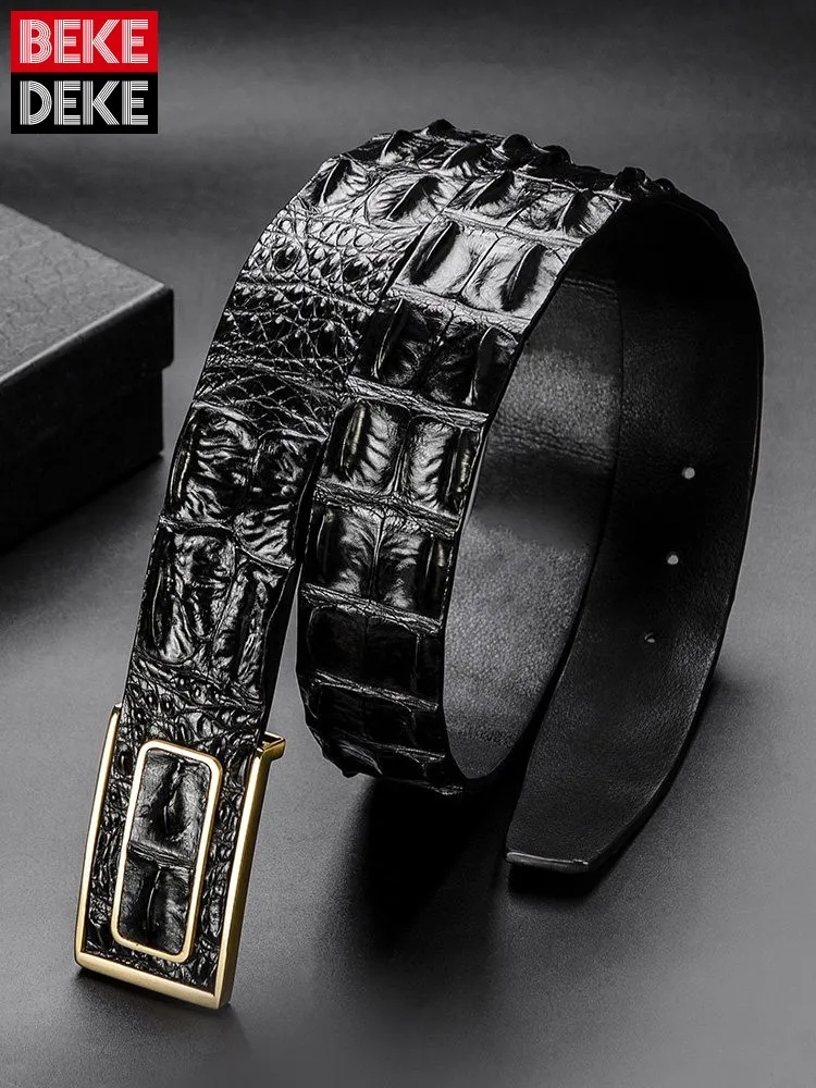 

Business Office Male Genuine Leather Belt Stainless Steel Buckle High Quality Vintage Mens Crocodile Skin Waistband Wide 3.8cm