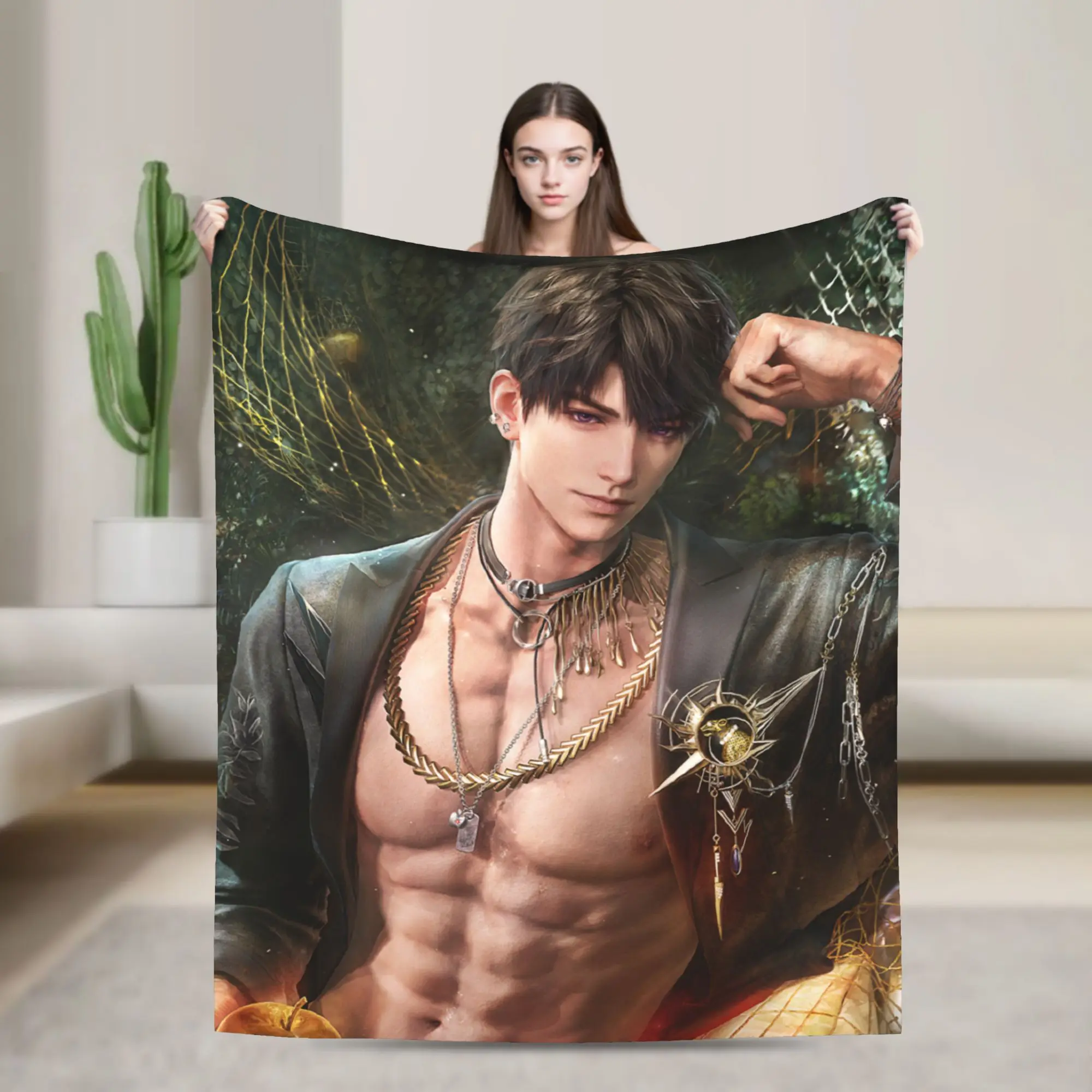 Game Love and Deepspace Knitted Blanket Fleece Xavier Zayne Sylus Super Warm Throw Blanket for Car Sofa Couch Bedroom Quilt