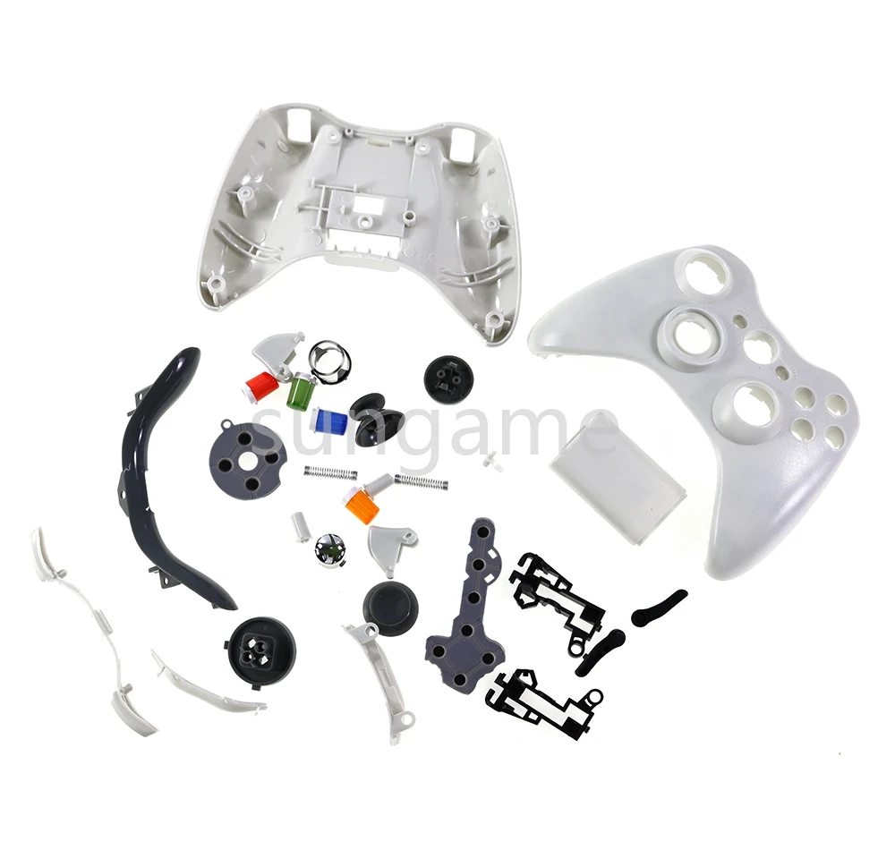 10 مجموعات ل XBox 360 وحدة تحكم لاسلكية غمبد واقية شل غطاء مجموعة كاملة مع أزرار التناظرية عصا مصدات #6