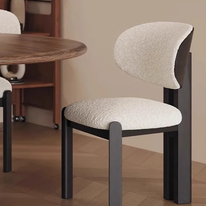 Mesa de jantar e cadeiras de madeira maciça, simples e moderna, sala de estar, jantar, banco traseiro, bolsa macia, lã de cordeiro, luz, luxo, lazer